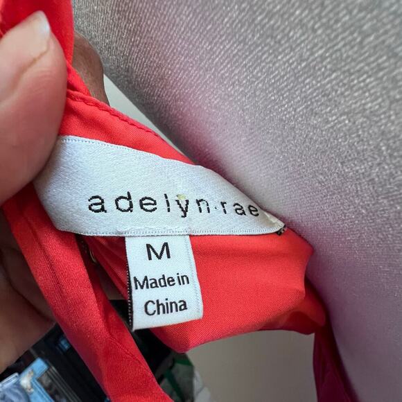 Adelyn Rae Pleated Skirt Ruched Bodice Satin Midi Dress Orange Womens Sz Medium - Picture 5 of 6